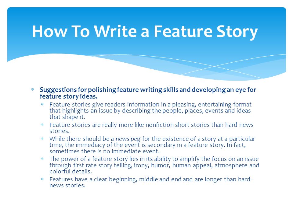 writing a feature article format